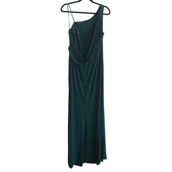 Ieena for Mac Duggal Emerald Draped Back Stretch Jersey Gown 8 - Picture 7 of 10